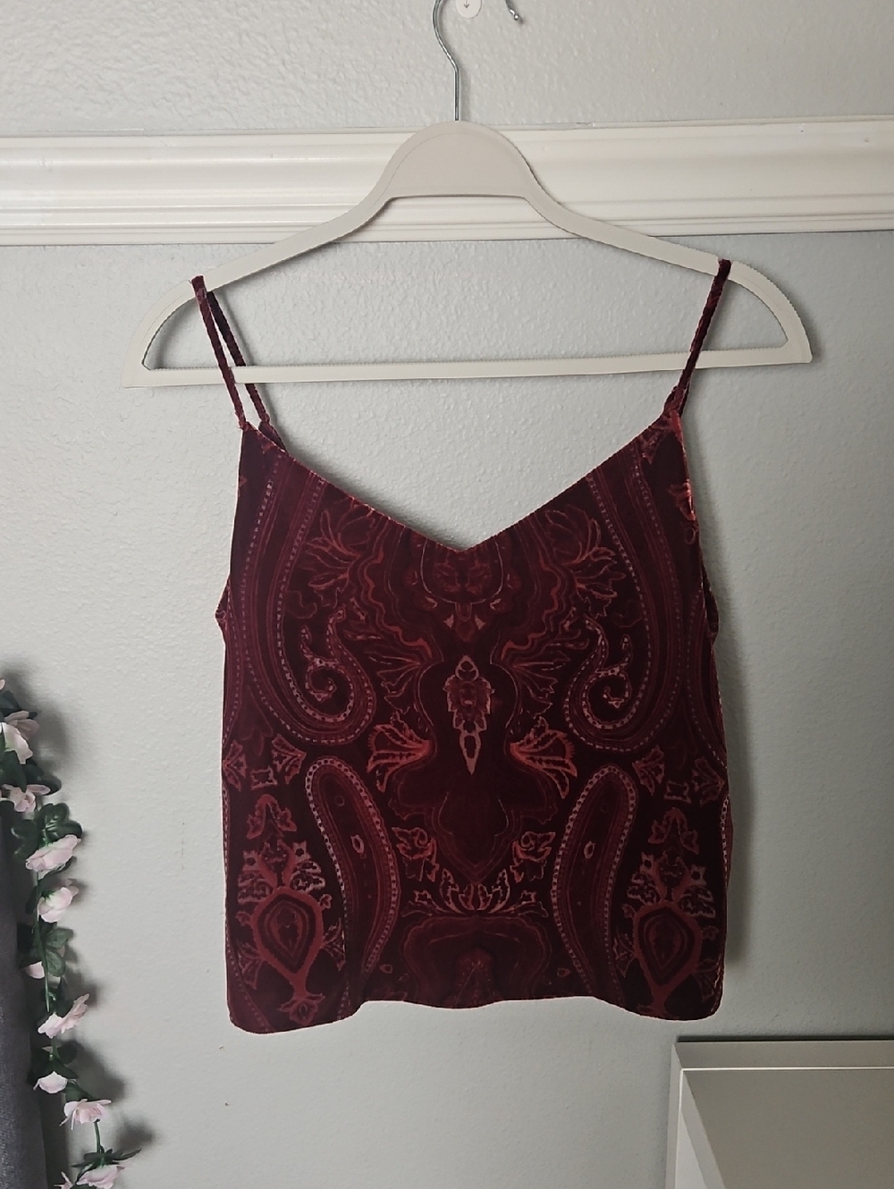Rachel Zoe Burgundy Paisley Velvet Camisole